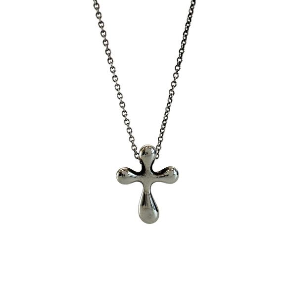 Tiffany and Co Elsa Peretti Cross Pendant Necklace in Sterling Silver (16") - Picture 9 of 16